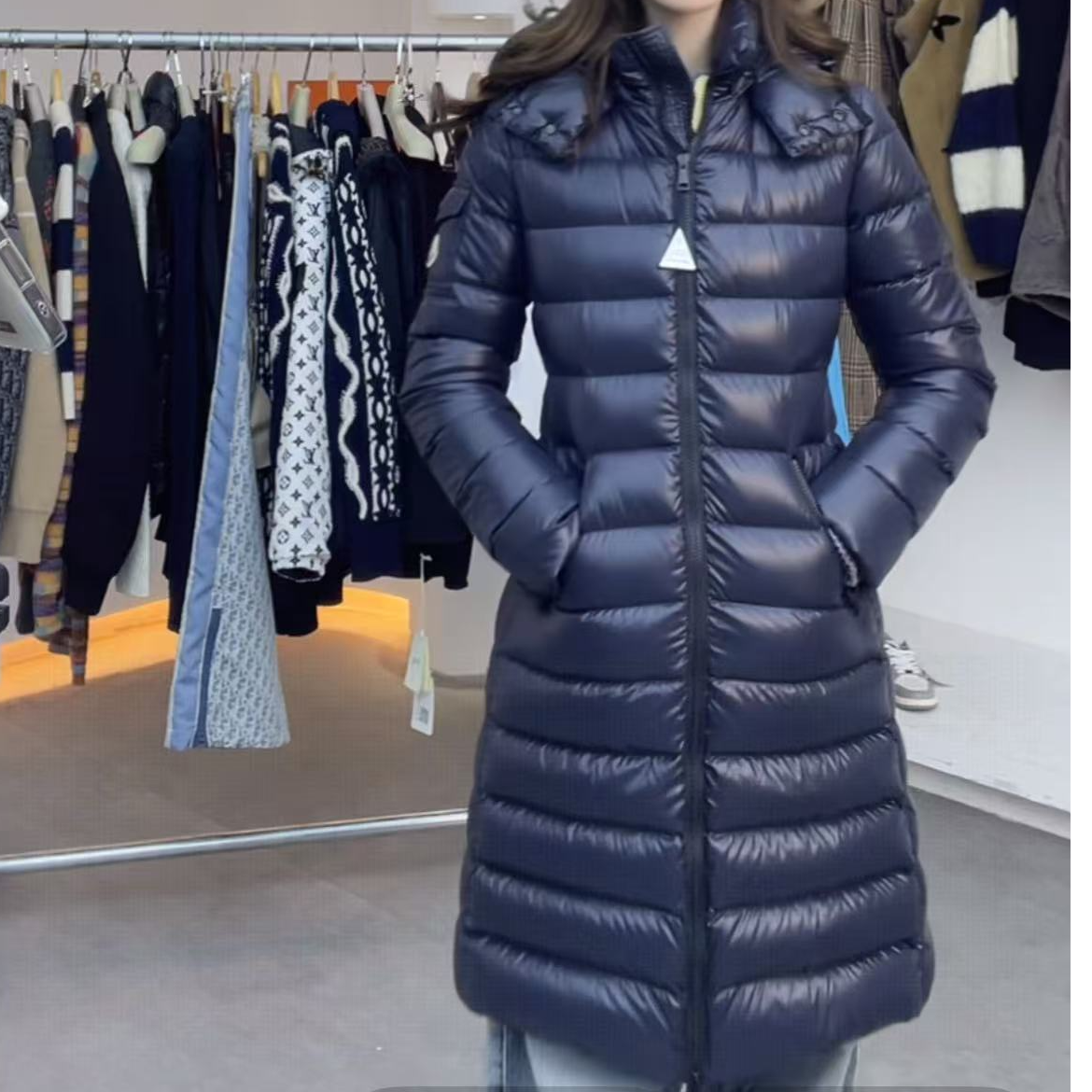 未使用 MONCLER  拉链连帽长款 蓝色/0