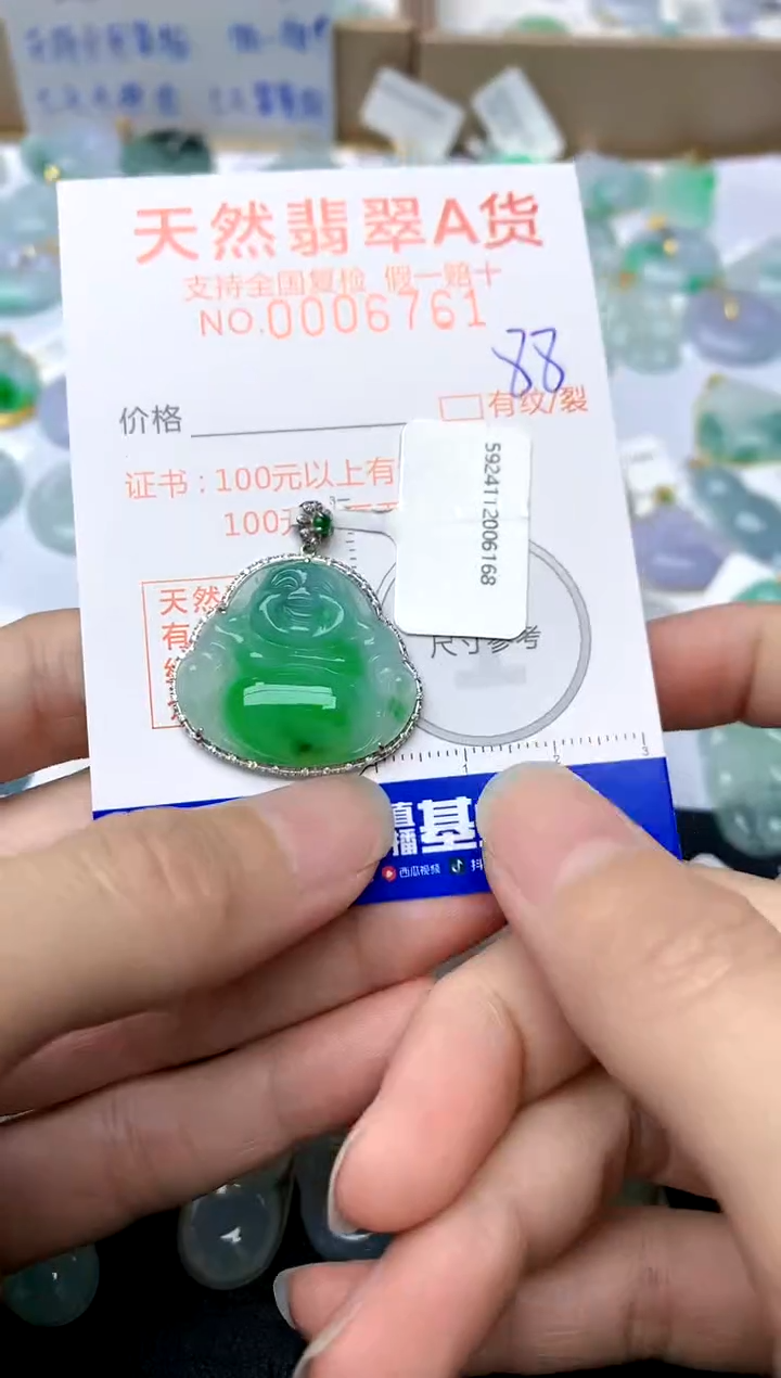 【闪购商品】翡翠颈饰18K金镶嵌88天然A货翡翠