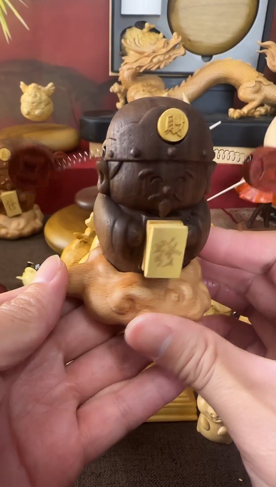 木财神木雕摆件手把件