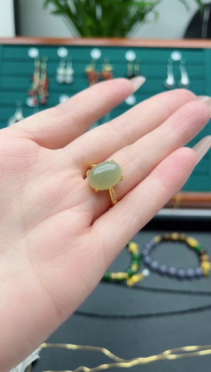 【闪购商品】和田玉（青玉）戒指合金000戒指青色