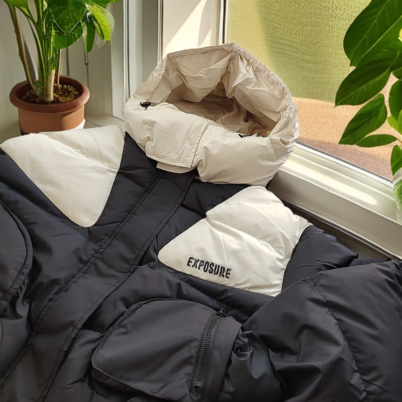 【5903】女厚款休闲保暖韩版连帽拼接加厚连帽棉服