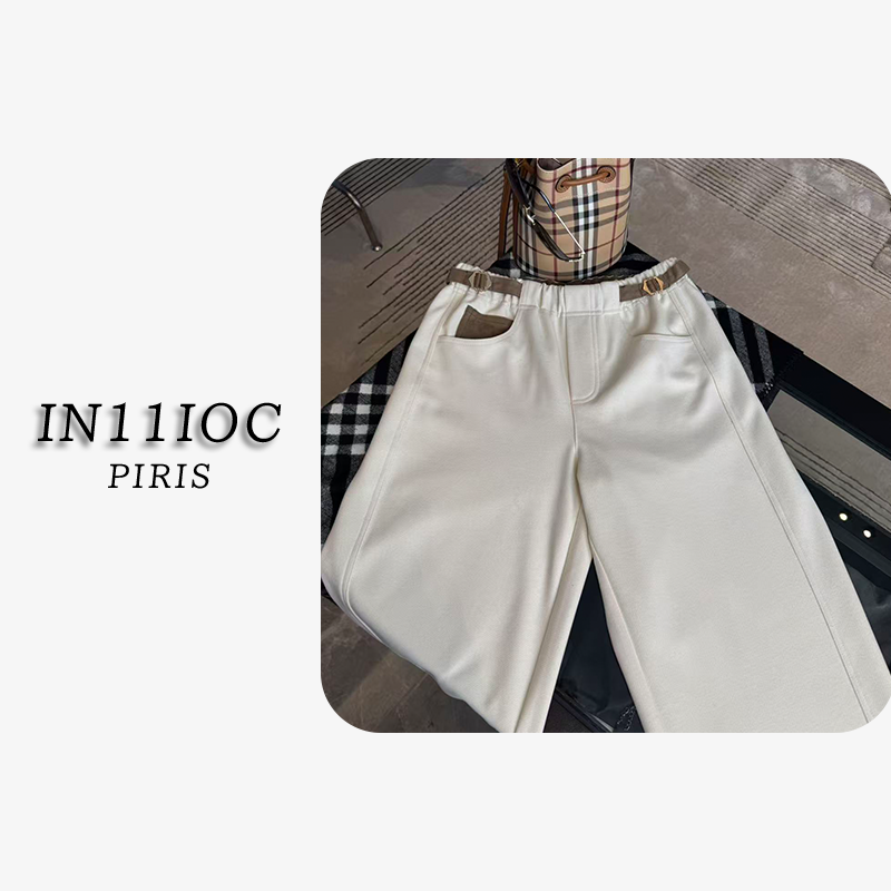 秋冬款高腰腰带南油阔腿直通女士休闲裤251203