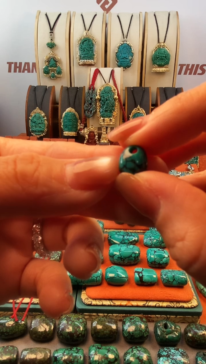 未镶嵌绿松石.网花 单颗  微冰裂 