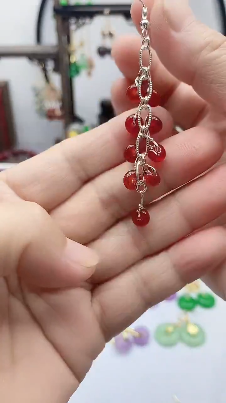 银S925镶嵌南红玛瑙耳饰02