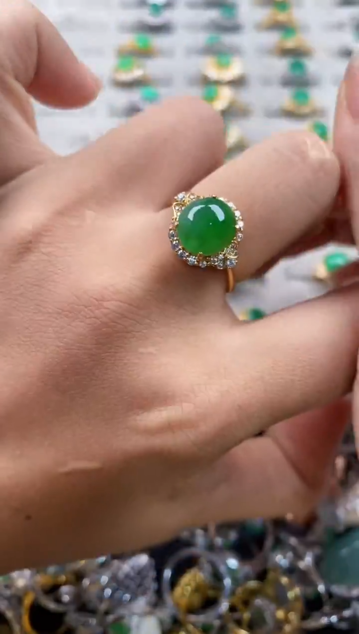 银S925镶嵌戒指翡翠222---6