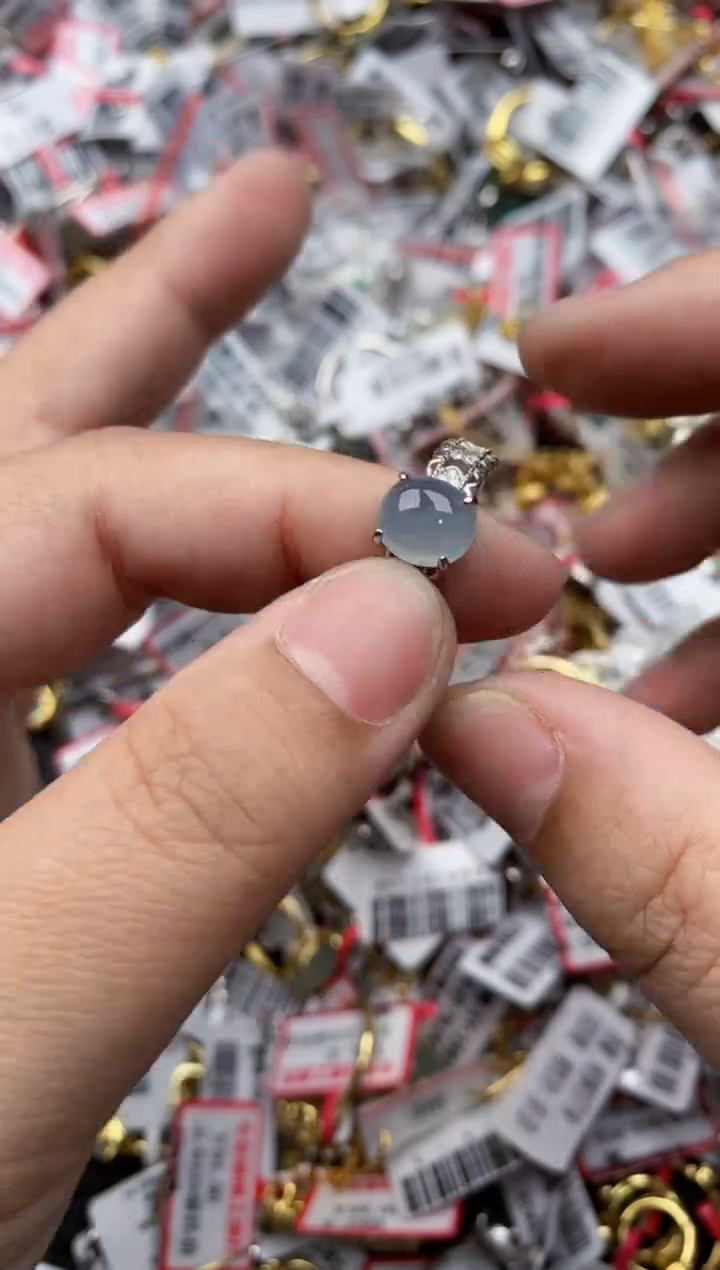 【闪购商品】翡翠戒指银S925镶嵌77777----7