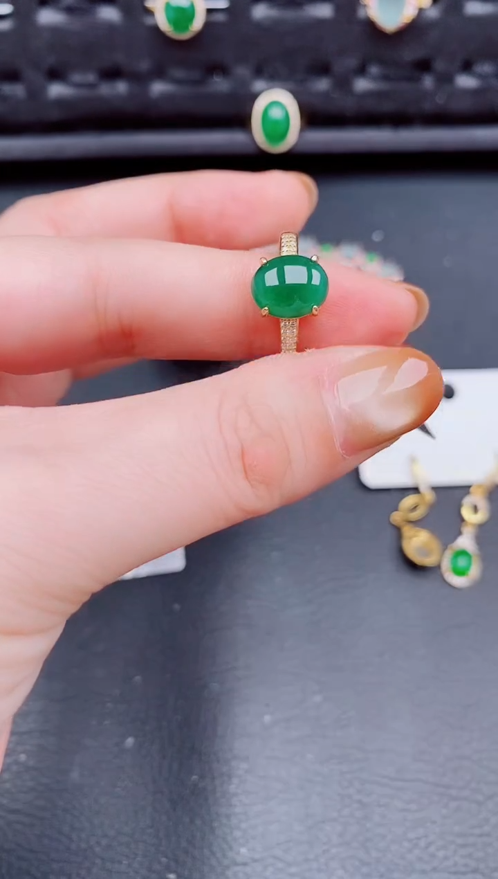 【闪购商品】翡翠戒指银S925镶嵌天然a货翡翠558