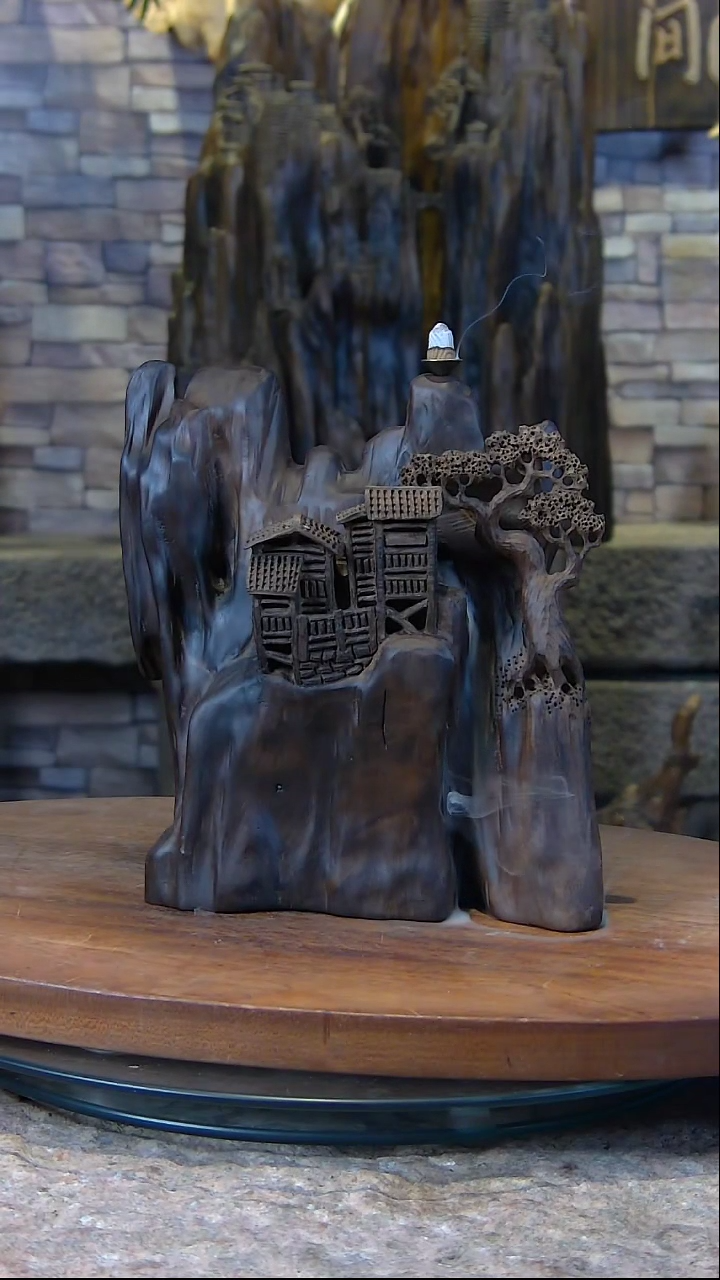 【闪购商品】木木雕金丝楠阴沉木倒流香摆件