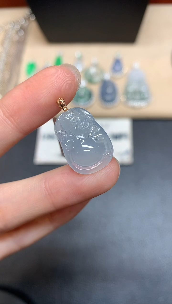 【闪购商品】翡翠颈饰18K金镶嵌财神【无服务费