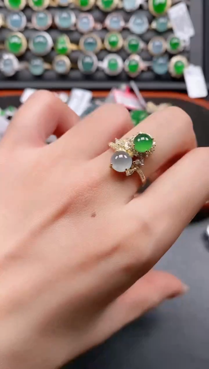 银S925镶嵌戒指翡翠111