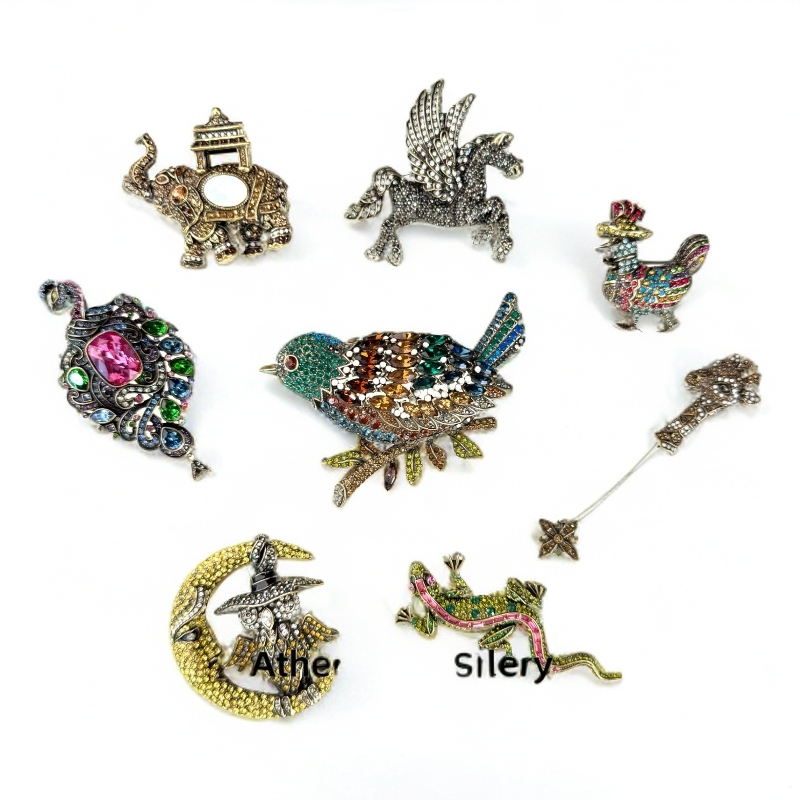 铜合金胸针 美产HD动物胸针集合复古彩色奢华时尚经典【正品中古】