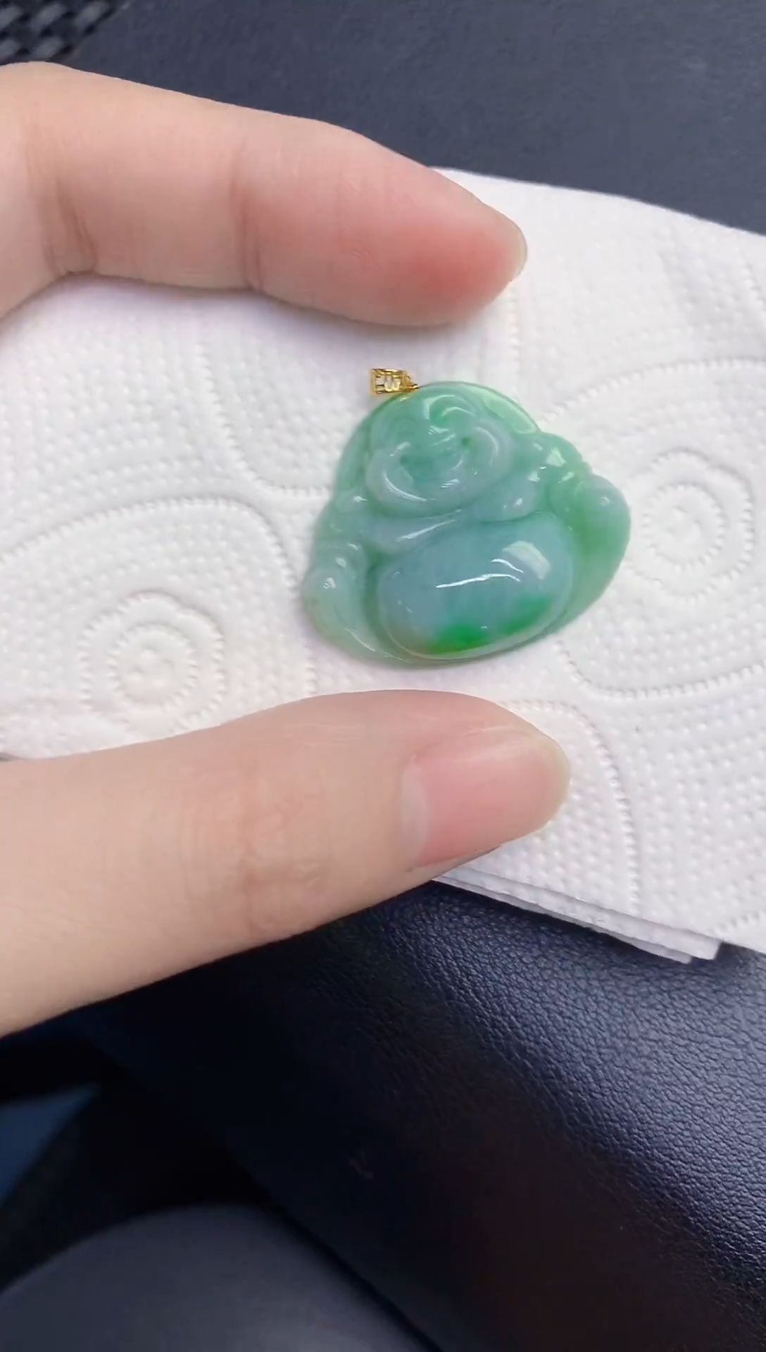颈饰18K金镶嵌翡翠天然翡翠缅甸A货