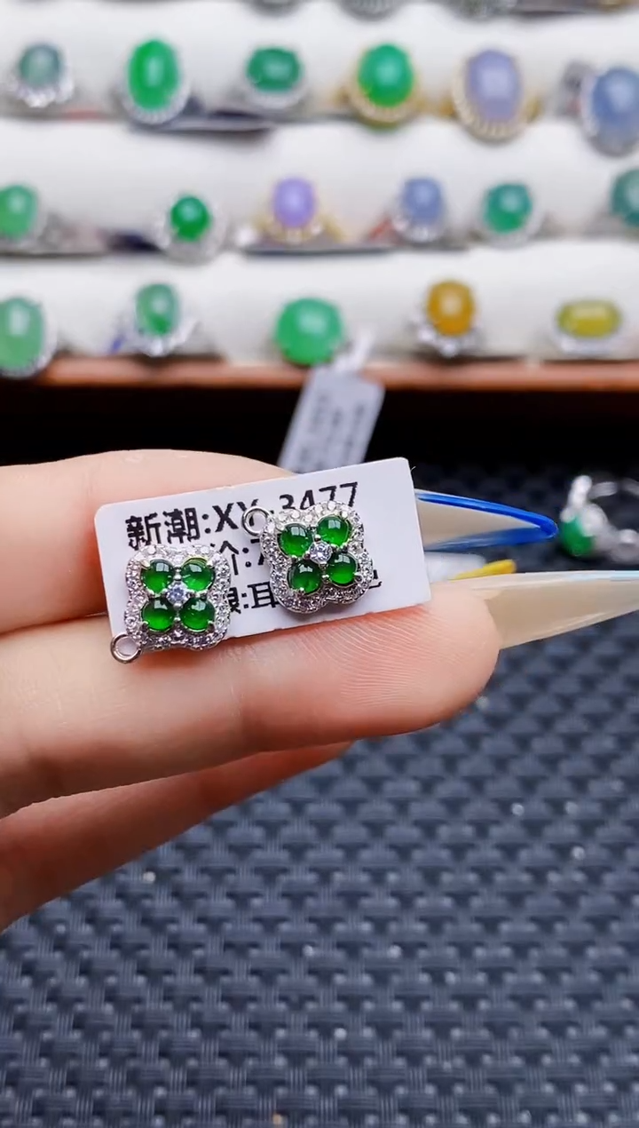 银S925镶嵌戒指翡翠6674