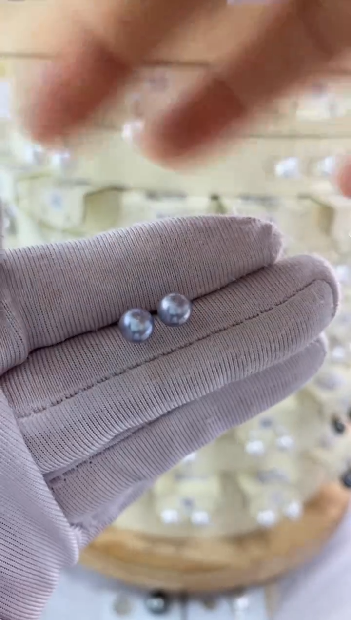 银S925镶嵌耳饰海水珍珠5.5-6mm