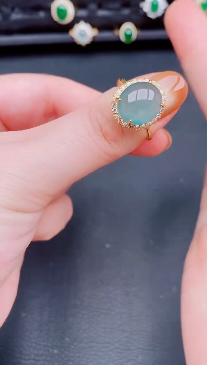 【闪购商品】翡翠戒指银S925镶嵌天然a货翡翠162