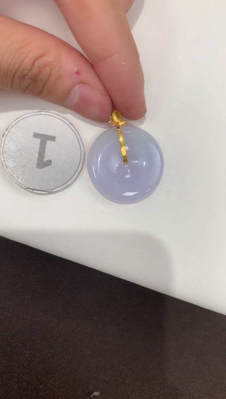 颈饰18K金镶嵌翡翠天然缅甸a货翡翠