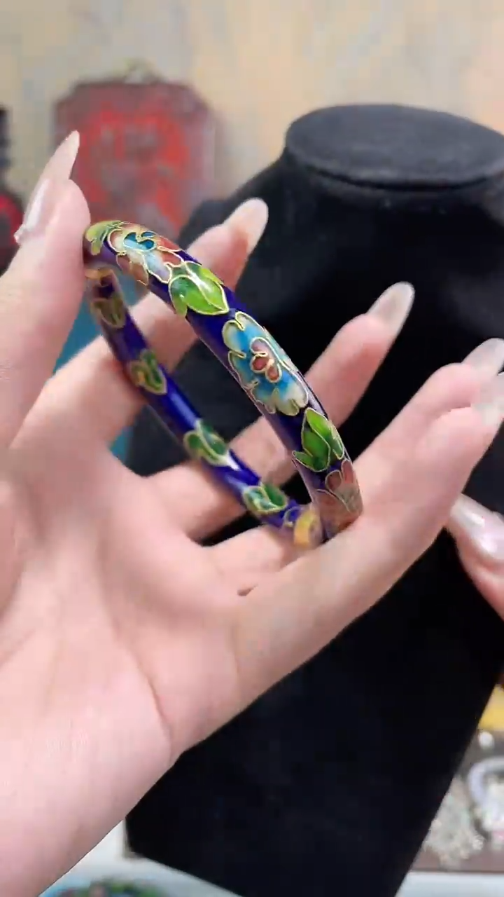 非遗景泰蓝开口镯子宝蓝