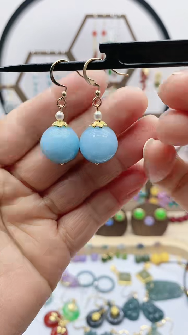 未镶嵌耳饰海蓝宝石139