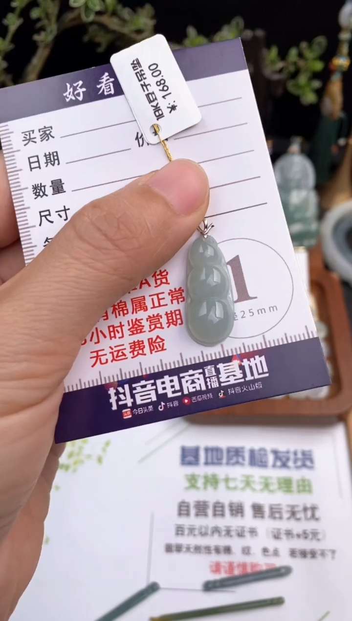 翡翠18K金镶嵌颈饰福豆