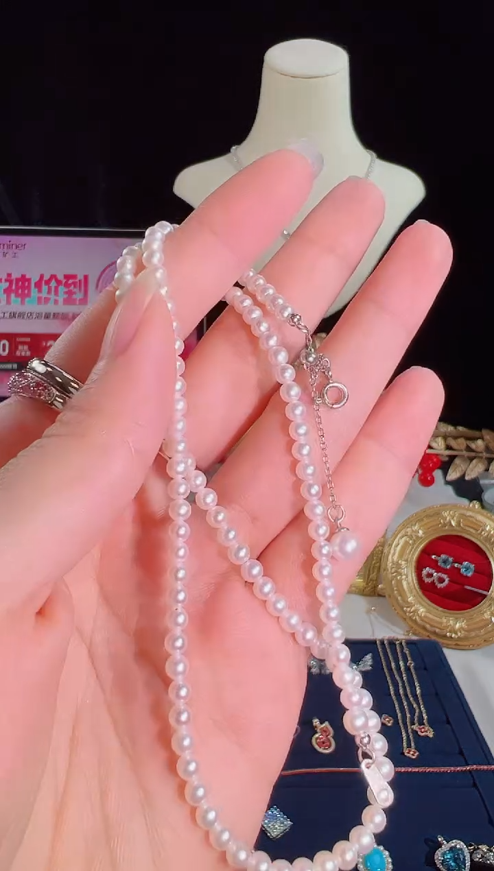【闪购商品】淡水珍珠颈饰银S925镶嵌项链