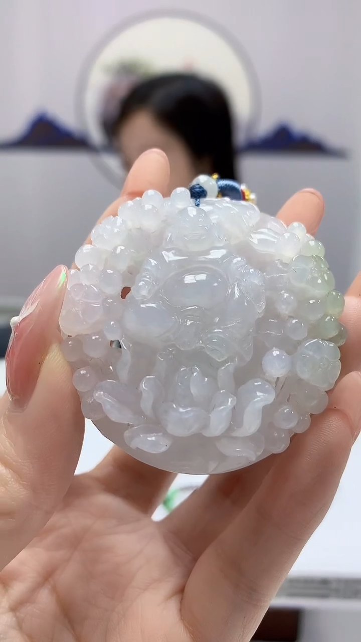 【闪购商品】定制翡翠未镶嵌4852DD-毛货挂件佛赠珠链41