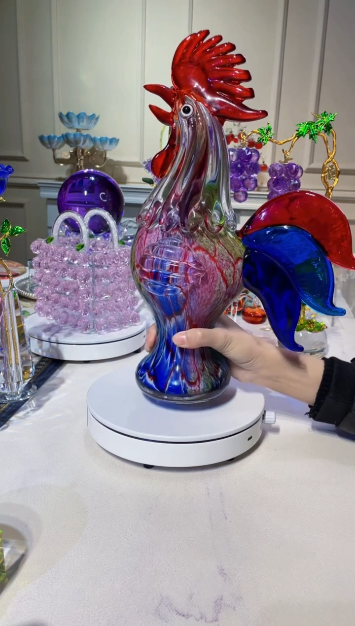 手工艺品琉璃特大号五彩公鸡