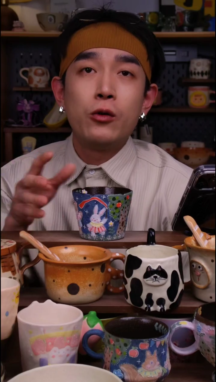 杯子陶景德镇可爱设计师款陶瓷（手握）