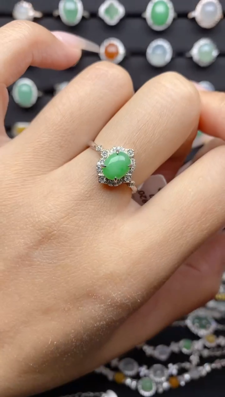 【闪购商品】翡翠戒指银S925镶嵌S925银镶嵌翡翠戒指