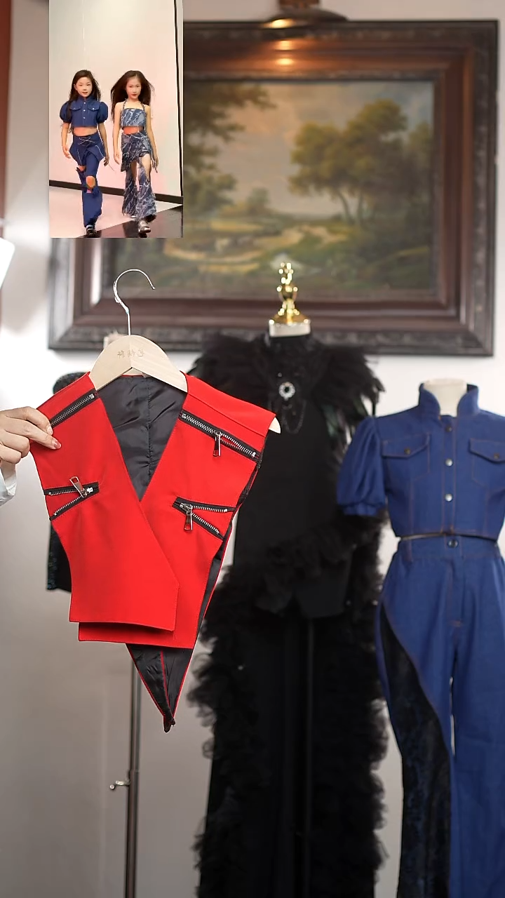 艺****）红色艺桐轩儿童潮服