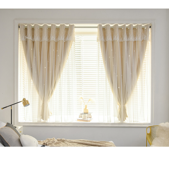 米色—飘窗阁楼榻榻米帘头款法式少女蕾丝（对开是总宽）