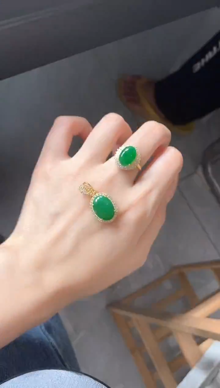 银S925镶嵌戒指翡翠51511