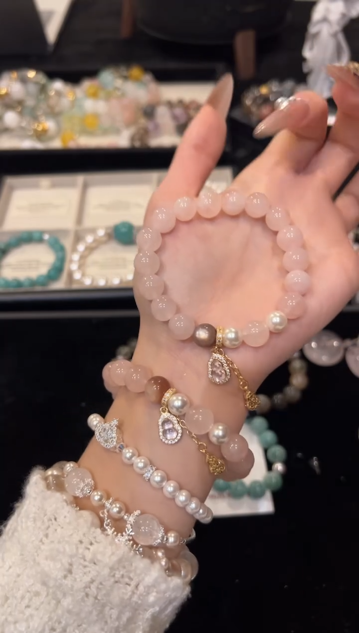 未镶嵌手串水晶西柚粉手串