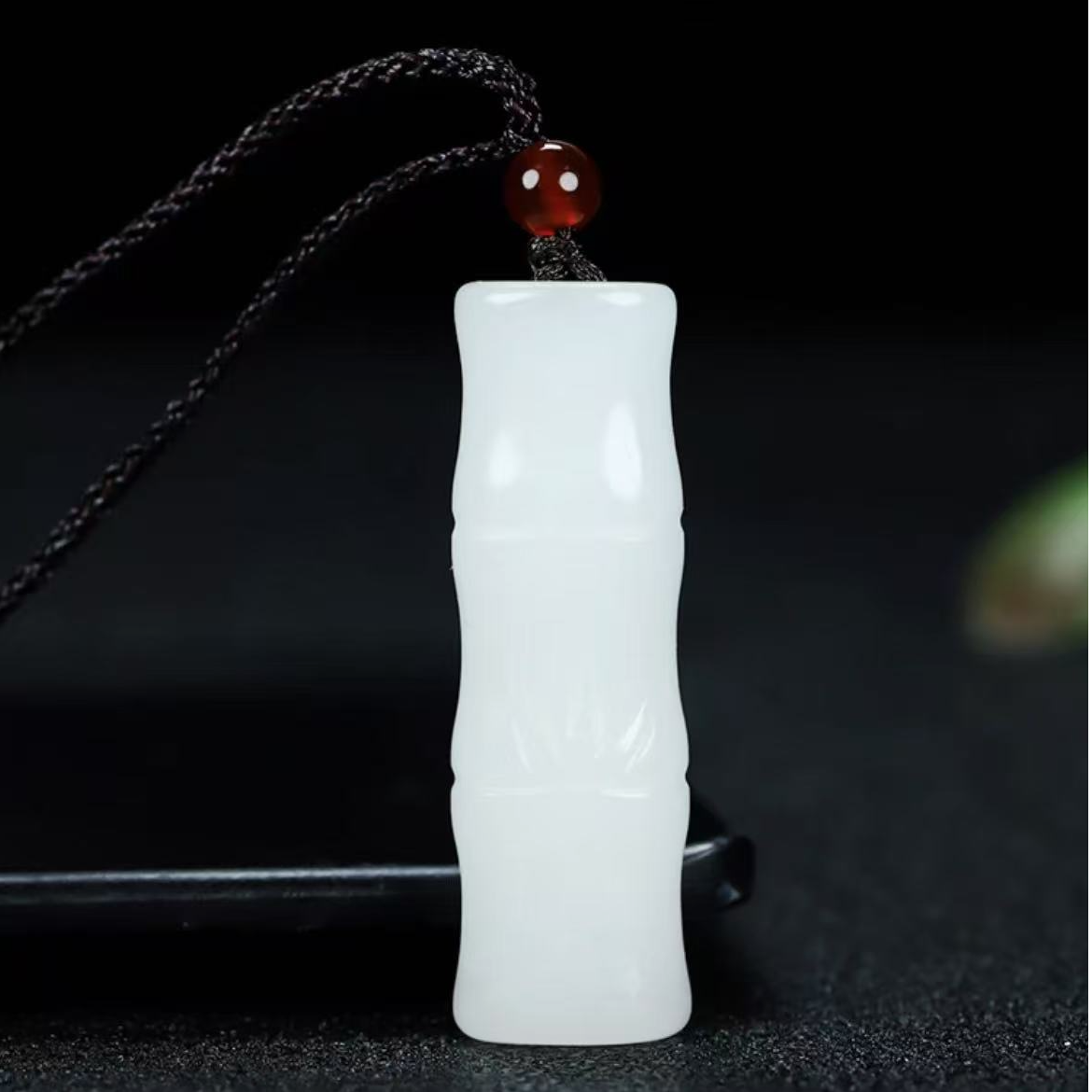 【钰晨创意】金丝玉竹节吊坠 节节高升男女同款 时尚百搭精雕玉坠