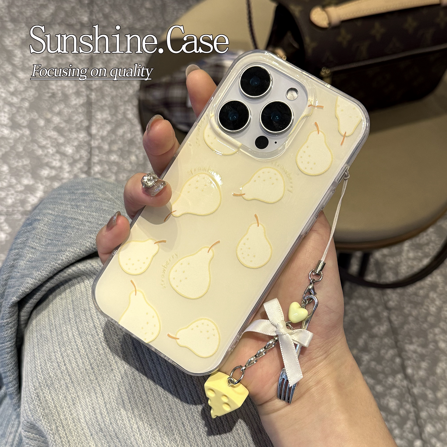 线条鸭梨IMD手机壳适用苹果华为vivo小米oppo女款iphone16/15