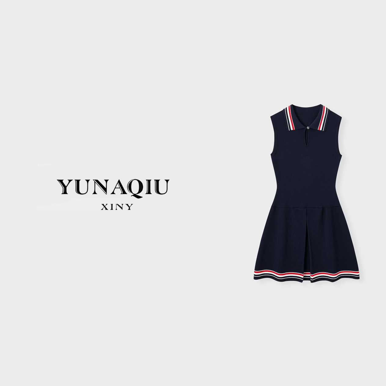 YUNAQIU-气质简约时尚休闲百搭女士短袖连衣裙-9475