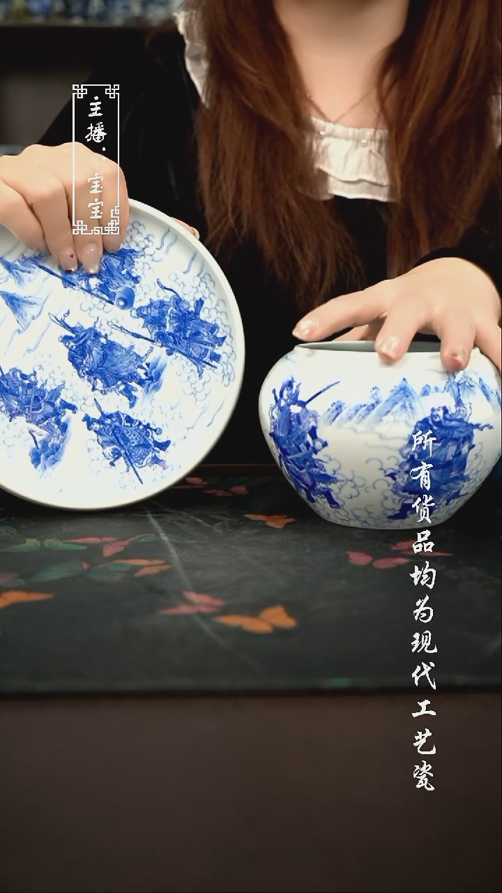 微瑕 福利手绘现代高温瓷 坡边壶承 水洗