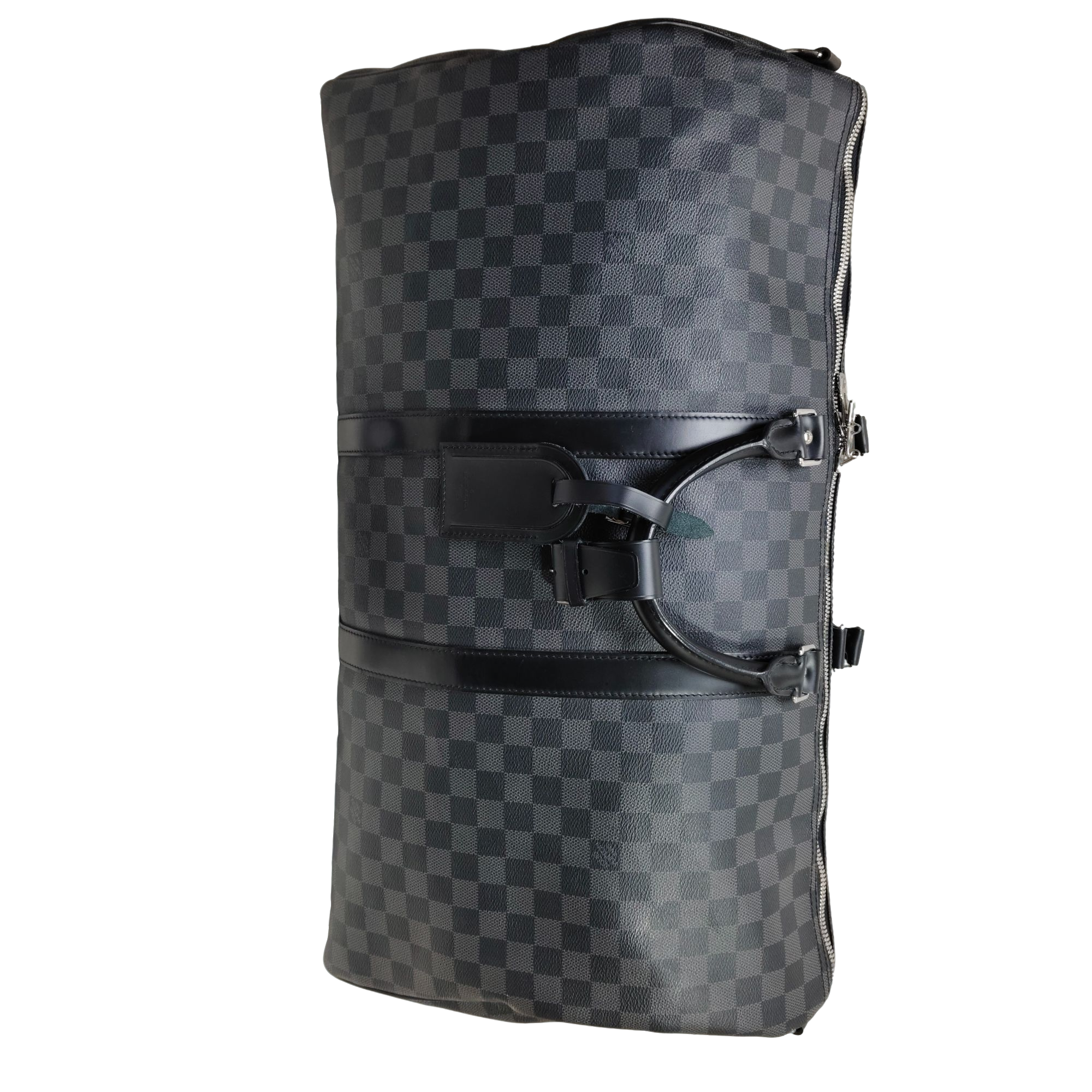 99新 LouisVuitton/路易威登 二奢时尚黑色棋盘格KP55旅行袋/1166