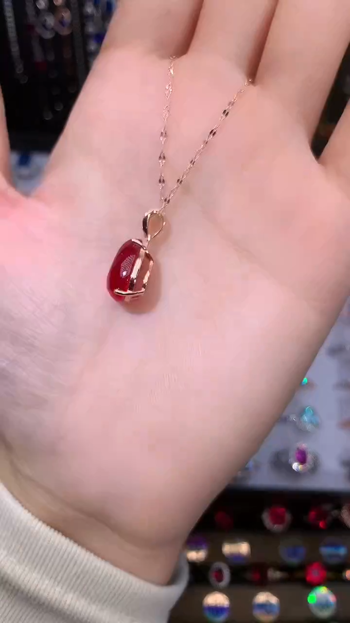 【闪购商品】红宝石颈饰银S925镶嵌玫瑰金