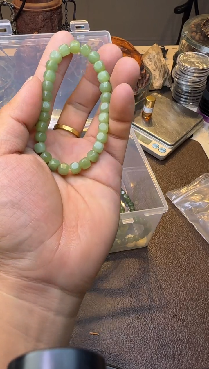 未镶嵌手链和田玉和田玉单圈方糖7mm多样性发其一