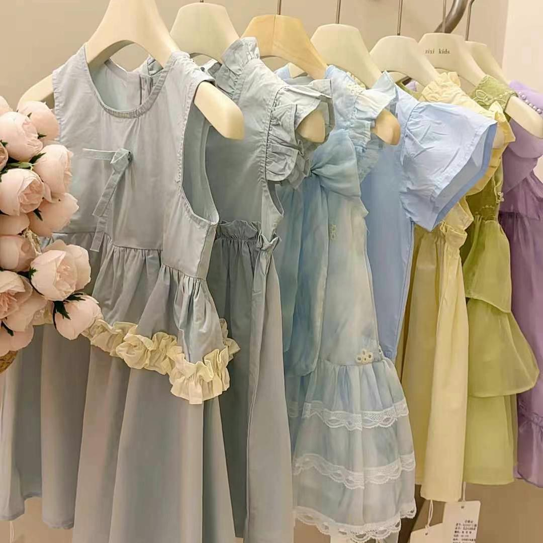 洋气碎花女薄款夏季舒适小童套头小女孩套装大童卡通动漫