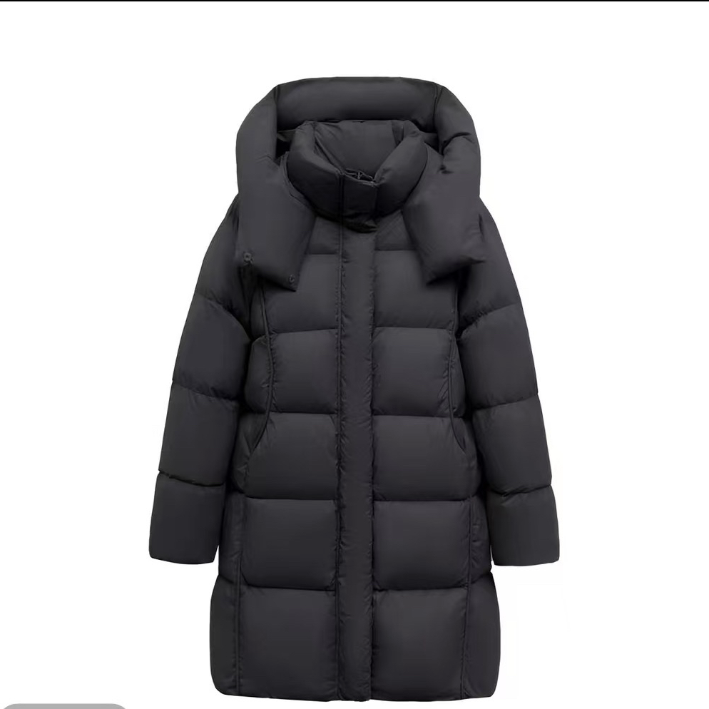 【加厚羽绒服】工厂自用  泡芙感15D柔软面料韩系连帽中长款