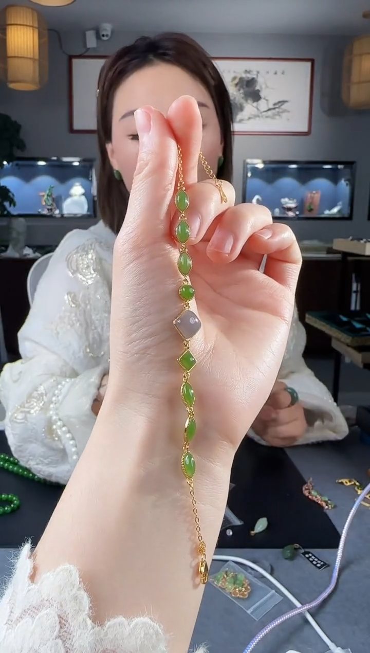 【闪购商品】和田玉手链银S925镶嵌1