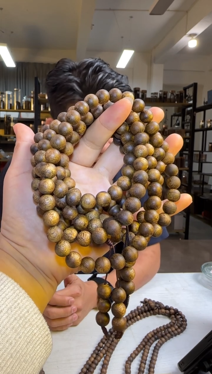 沉香手串99沉国香绿棋沉香张勺子正圆珠9mm108颗34g+多样性发1