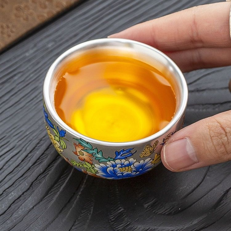 满彩满绘斗彩万花珐琅彩茶杯w2537