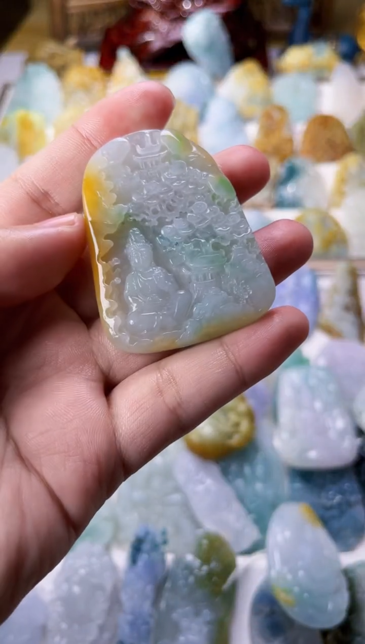 【闪购商品】定制翡翠未镶嵌毛货定制山水观音 不退不换