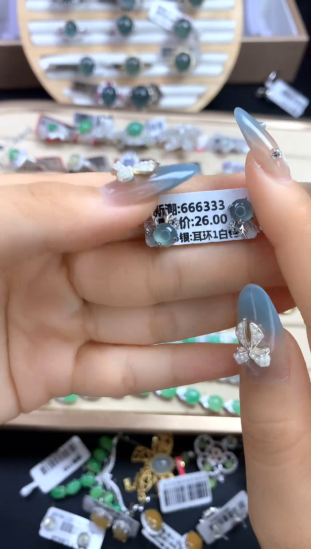 翡翠戒指银S925镶嵌翡翠 蛋面 银S925镶嵌