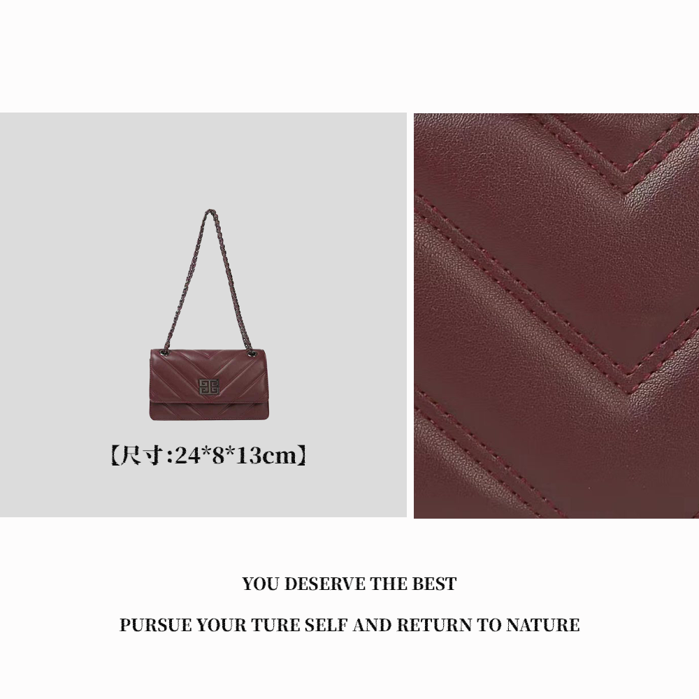 【特特甄选】SKL-7781-酒红时尚轻奢百搭女士简约单肩潮流气质