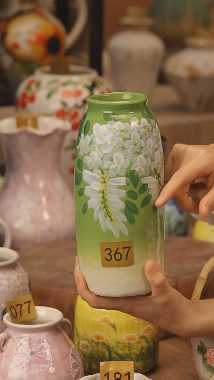 陶瓷景德镇设计师手作花器摆件侘寂风@M367@