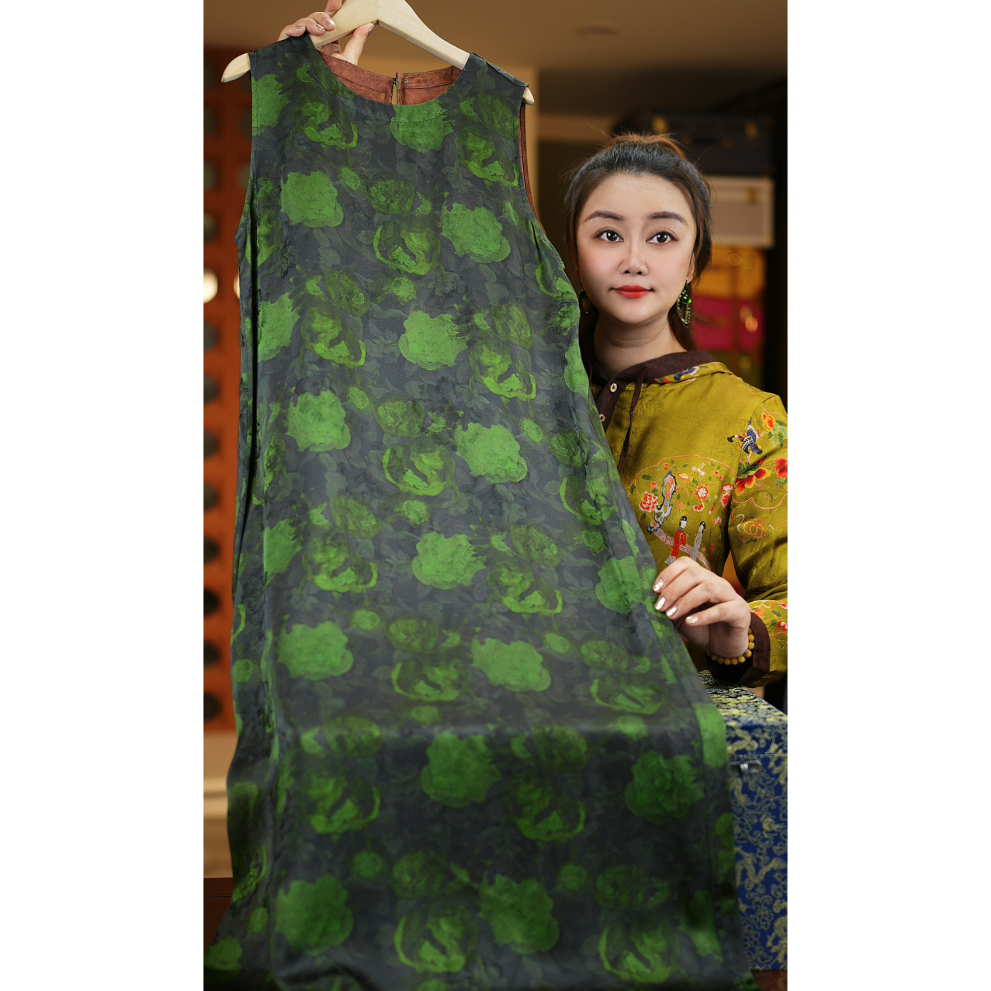 望岳<<非遗美学>>原创花萝时尚简约双面穿背心裙1130