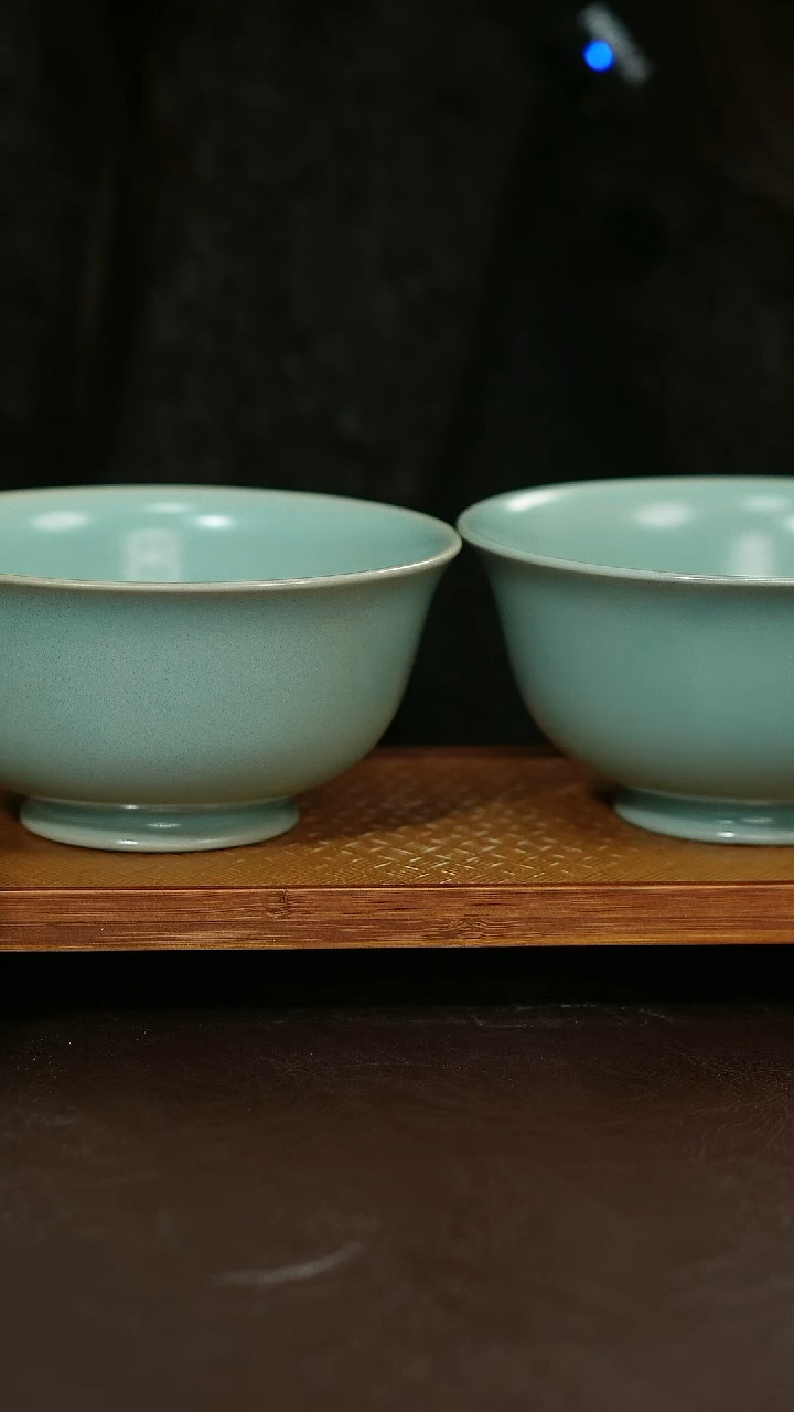 摆件陶汝宋汝瓷原矿釉 一对福利汝瓷碗
